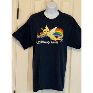 Tinker Bell Walt Disney World T-Shirt L | Rainbow Graphic Tee Black Unisex Pride